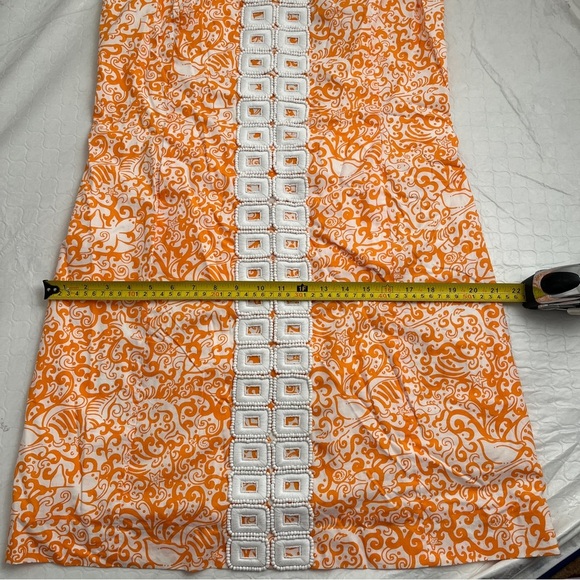 Lilly Pulitzer Jubilee Angie Harmon collab orange and white print beaded dress - Picture 8 of 10